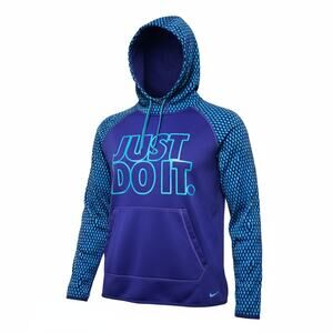 Nike Therma-Fit "Just Do it" Royal Blue W/ Dot Print Hoodie Size Medium